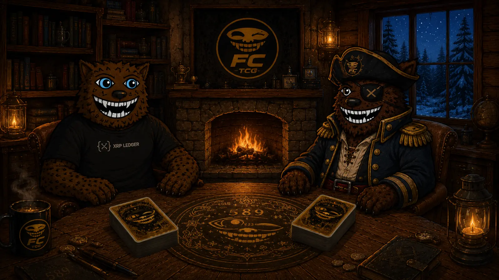 Two Fuzzy players facing off in a multiplayer card match