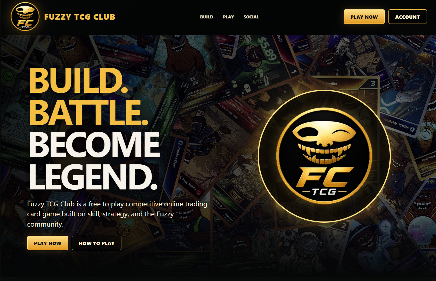 Fuzzy TCG Club redesigned homepage